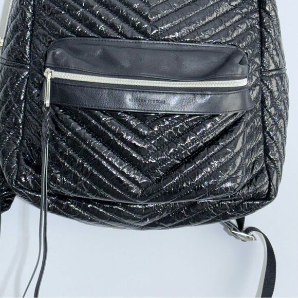 Rebecca Minkoff Pippa Large Backpack Black Patent Nylon Chevron Quilted Laptop main image 4